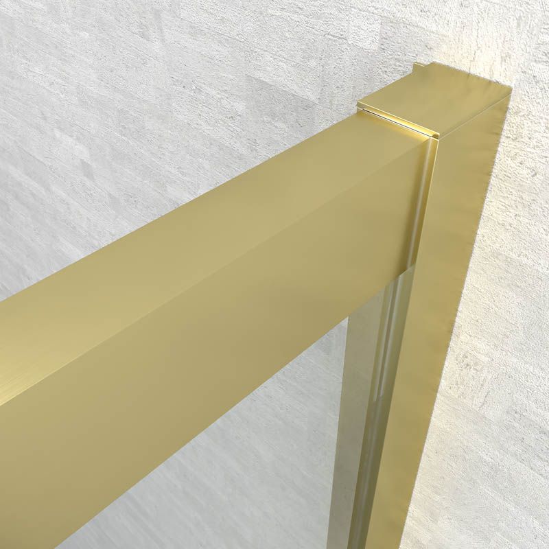 Mampara de ducha rectangular FLARE apertura angular 2 fijos-2 puertas correderas. Sin perfil inferior. Acabado ORO - Imagen 4