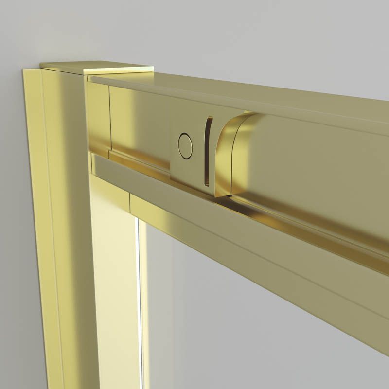 Mampara de ducha rectangular FLARE apertura angular 2 fijos-2 puertas correderas. Sin perfil inferior. Acabado ORO - Imagen 3