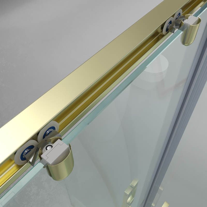 Mampara de ducha rectangular FLARE apertura angular 2 fijos-2 puertas correderas. Sin perfil inferior. Acabado ORO - Imagen 5