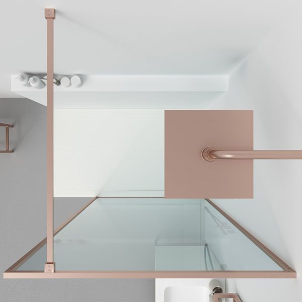 Fijo de ducha a medida mampara LINE con perfileria enmarcada - Vidrio 4 MM con tratamiento anti-cal incluido- Brazo sujección acero inox. - Imagen 3