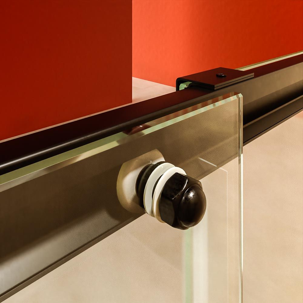 Mampara de ducha AXER frontal 1 fijo - 1 puerta corredera vidrio 6 mm. ACERO INOXIDABLE NEGRO MATE - Imagen 7