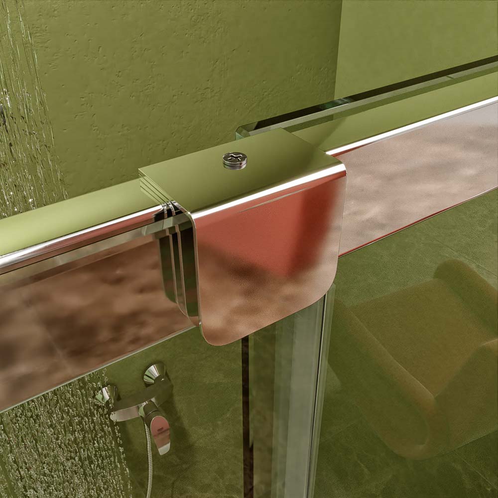 Mampara de ducha AXER frontal 1 fijo - 1 puerta corredera vidrio 6 mm. ACERO INOXIDABLE - Imagen 3