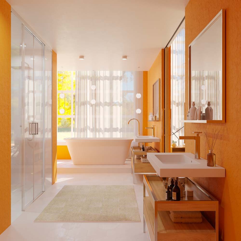 Mampara de ducha TECH HIGH frontal 2 fijos - 2 puertas correderas vidrio 8 mm. ACERO INOXIDABLE fabricada a techo - Imagen 2