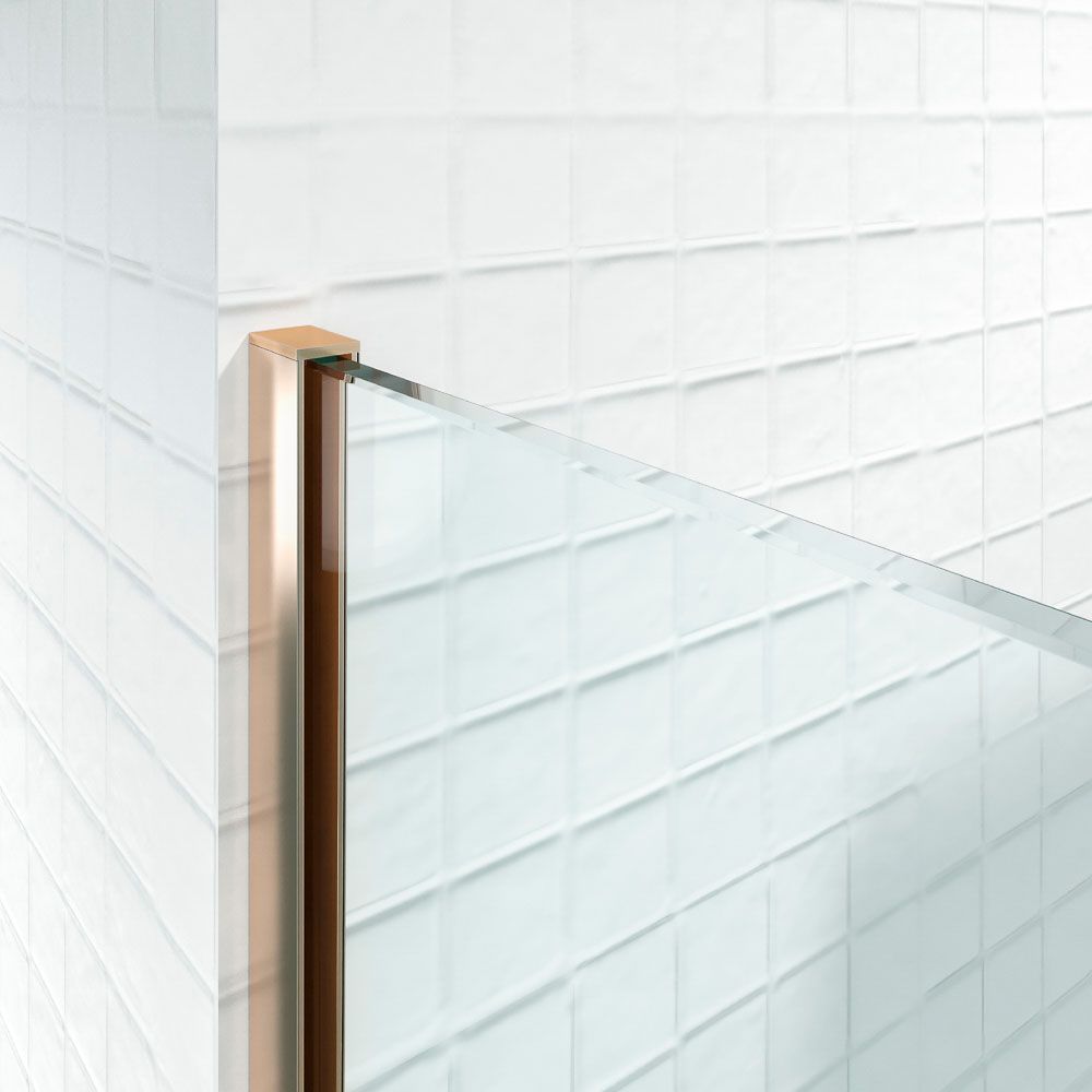 Mampara de ducha cuadrada OPEN 1 fijo - 1 puerta abatible fabricada a medida. COBRE MATE - Imagen 4