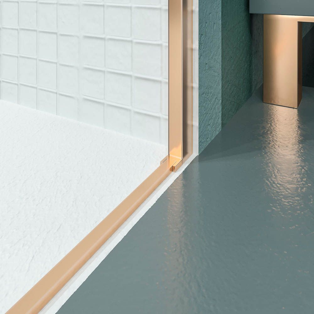 Mampara de ducha cuadrada OPEN 1 fijo - 1 puerta abatible fabricada a medida. COBRE MATE - Imagen 2