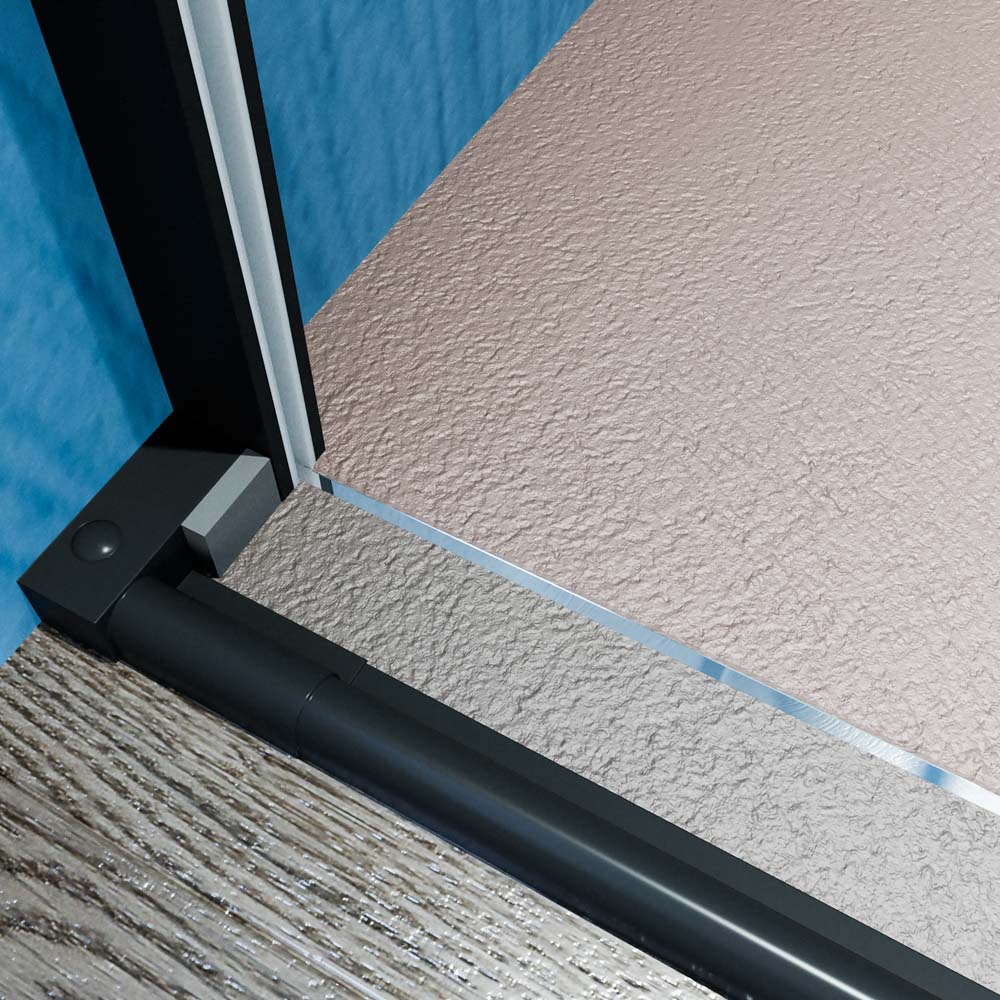 Mampara de ducha VERONA frontal 1 fijo- 1 puerta corredera sin perfil superior .Acabado NEGRO MATE - Imagen 10