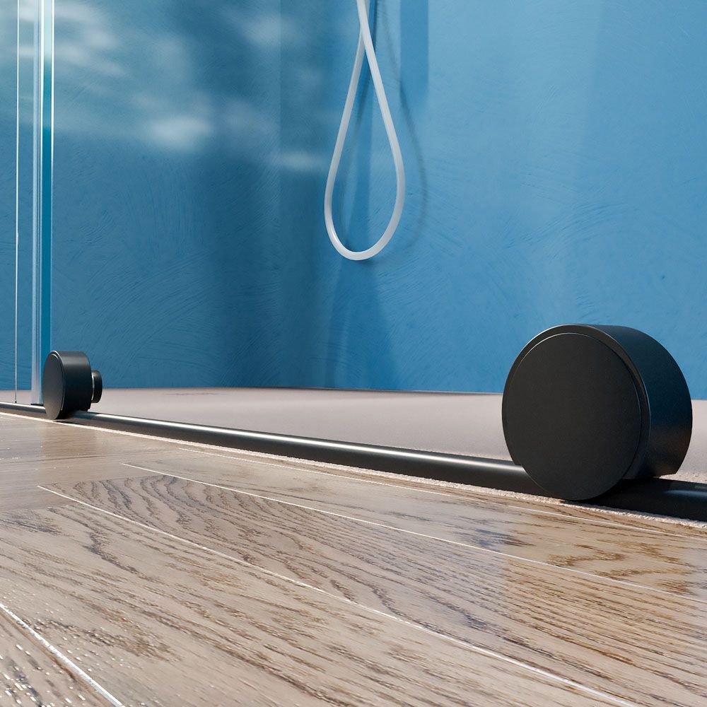 Mampara de ducha VERONA frontal 1 fijo- 1 puerta corredera sin perfil superior .Acabado NEGRO MATE - Imagen 9