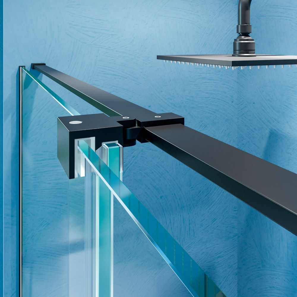 Mampara de ducha VERONA frontal 1 fijo- 1 puerta corredera sin perfil superior .Acabado NEGRO MATE - Imagen 8