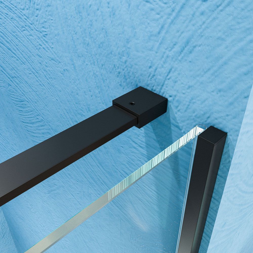 Mampara de ducha VERONA frontal 1 fijo- 1 puerta corredera sin perfil superior .Acabado NEGRO MATE - Imagen 6