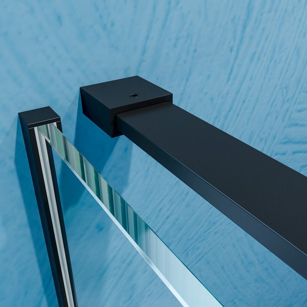 Mampara de ducha VERONA frontal 1 fijo- 1 puerta corredera sin perfil superior .Acabado NEGRO MATE - Imagen 5