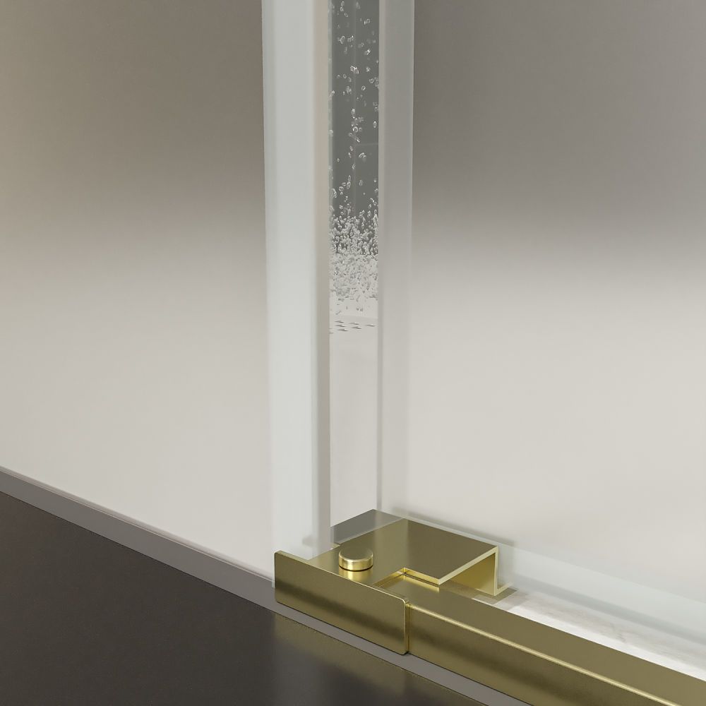 Mampara de ducha AXER frontal 1 fijo - 1 puerta corredera vidrio mate 6 mm. ACERO INOXIDABLE acabado ORO MATE - Imagen 2