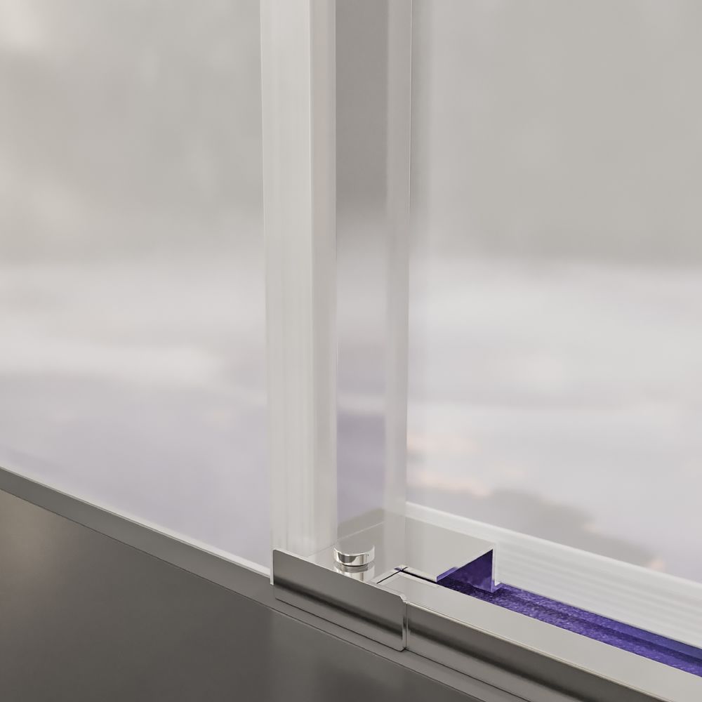 Mampara de ducha AXER frontal 1 fijo - 1 puerta corredera vidrio mate 6 mm. ACERO INOXIDABLE - Imagen 2