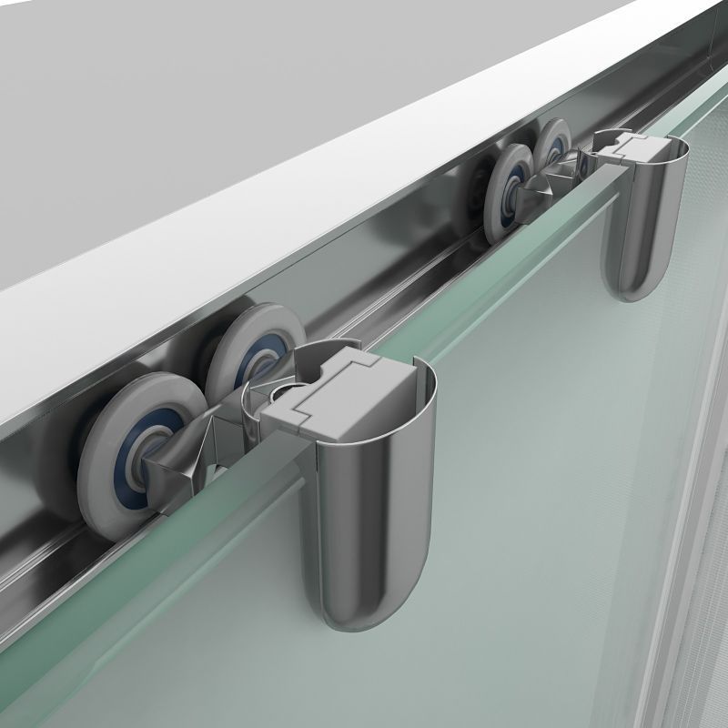 Mampara de ducha cuadrada GLISS apertura angular 2 fijos-2 puertas correderas. Vidrio opaco con tratamiento anti-cal. Acabado CROMO BRILLO - Imagen 3