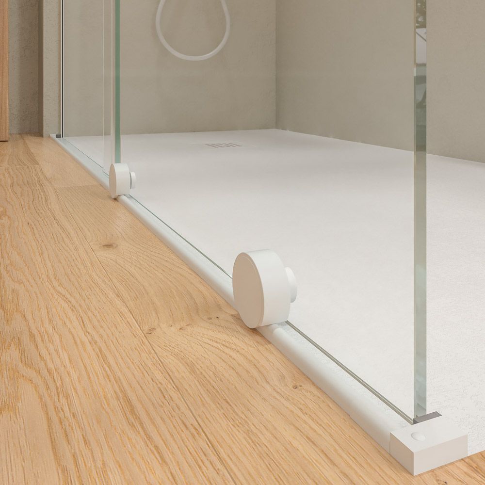 Mampara de ducha VERONA frontal abierta 1 fijo- 1 puerta corredera acabado BLANCO MATE - Imagen 4