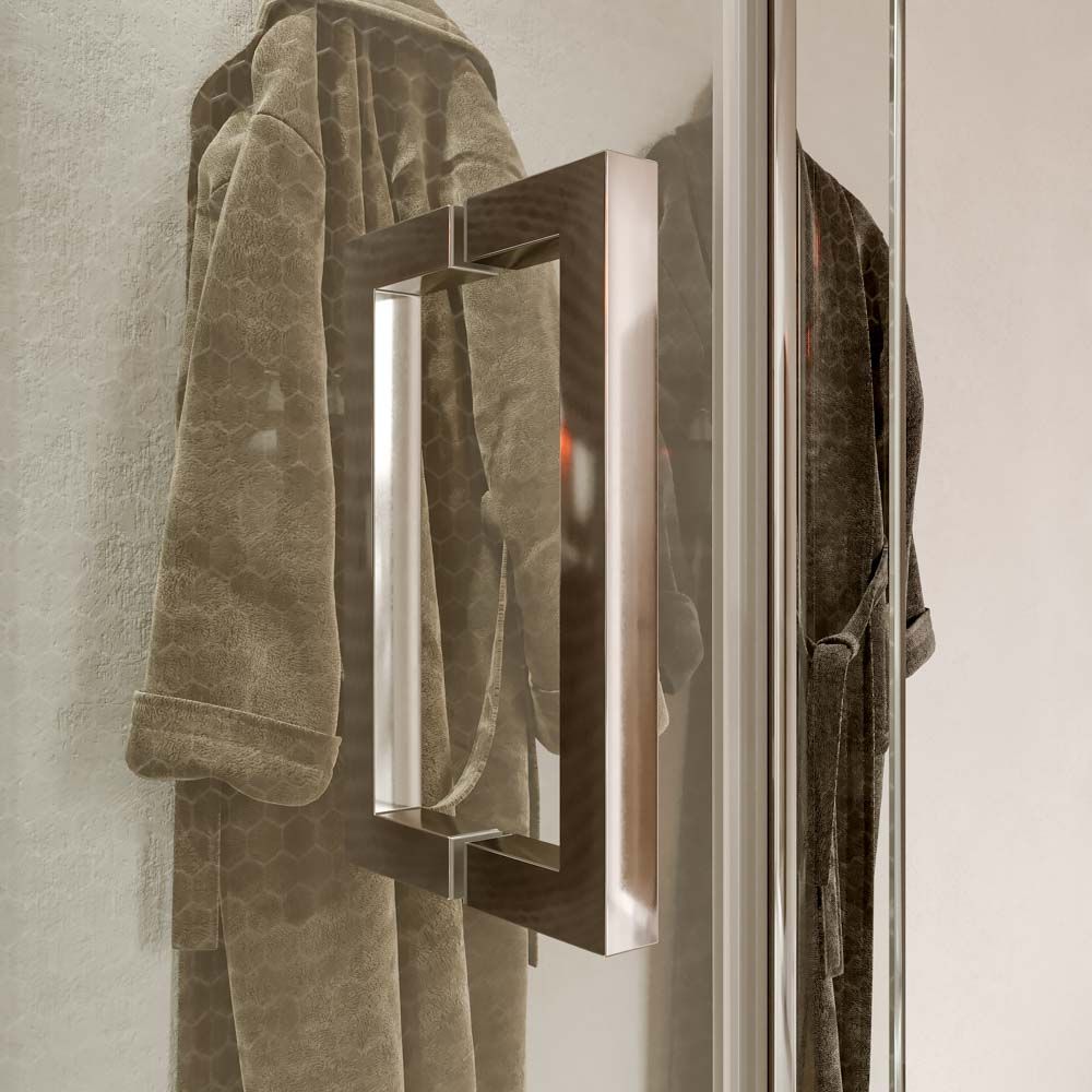 Mampara de ducha TECH HIGH rectangular 1 fijo - 1 puerta corredera + 1 fijo vidrio 8 mm. ACERO INOXIDABLE Fábricada a techo - Imagen 7