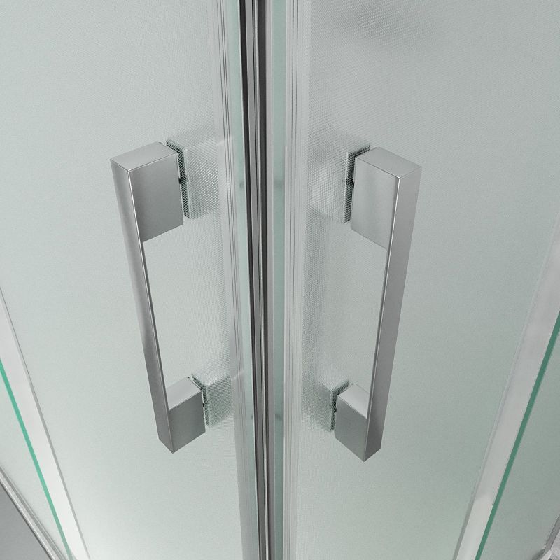 Mampara de ducha cuadrada GLISS apertura angular 2 fijos-2 puertas correderas. Vidrio opaco con tratamiento anti-cal. Acabado CROMO BRILLO - Imagen 2