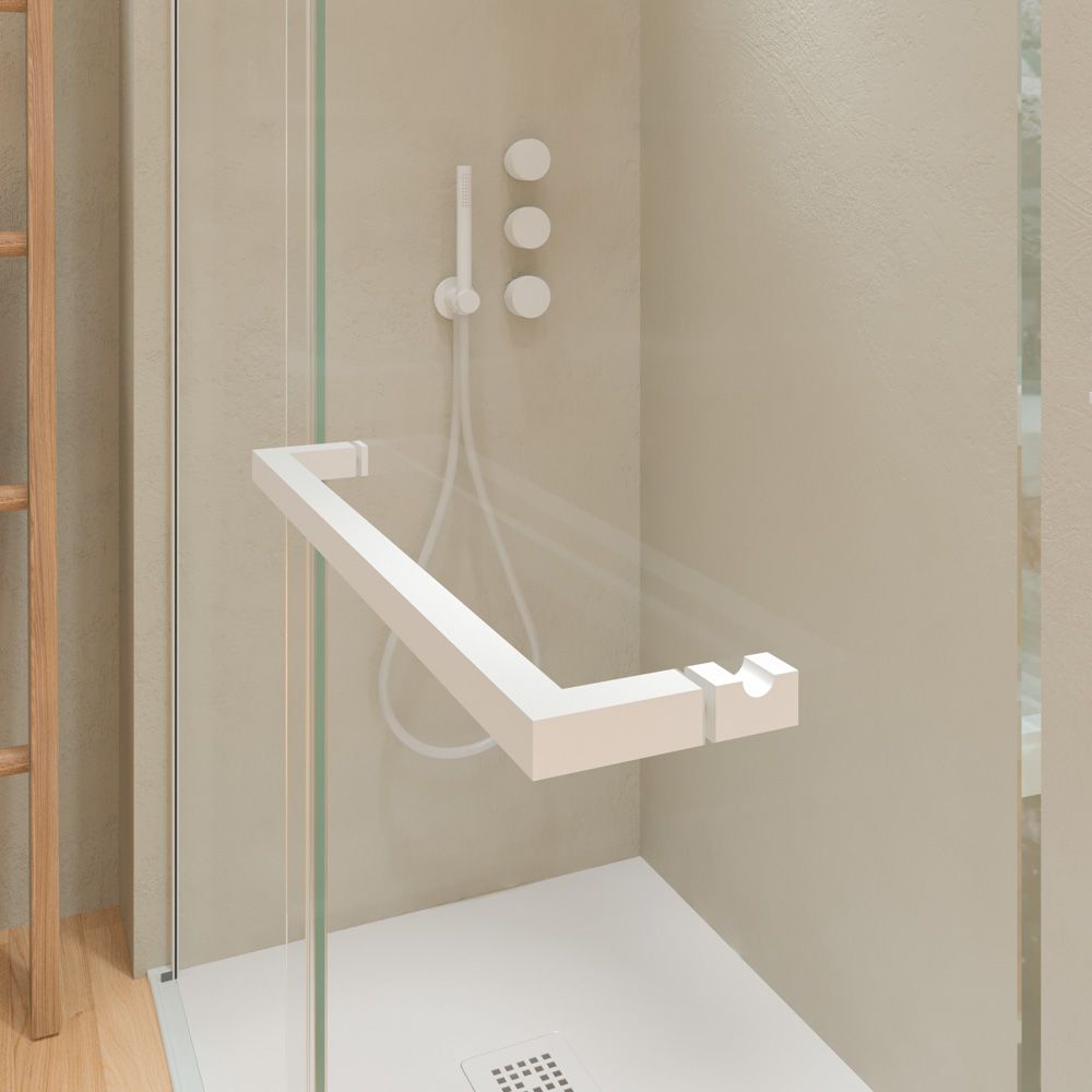 Mampara de ducha VERONA frontal abierta 1 fijo- 1 puerta corredera acabado BLANCO MATE - Imagen 2