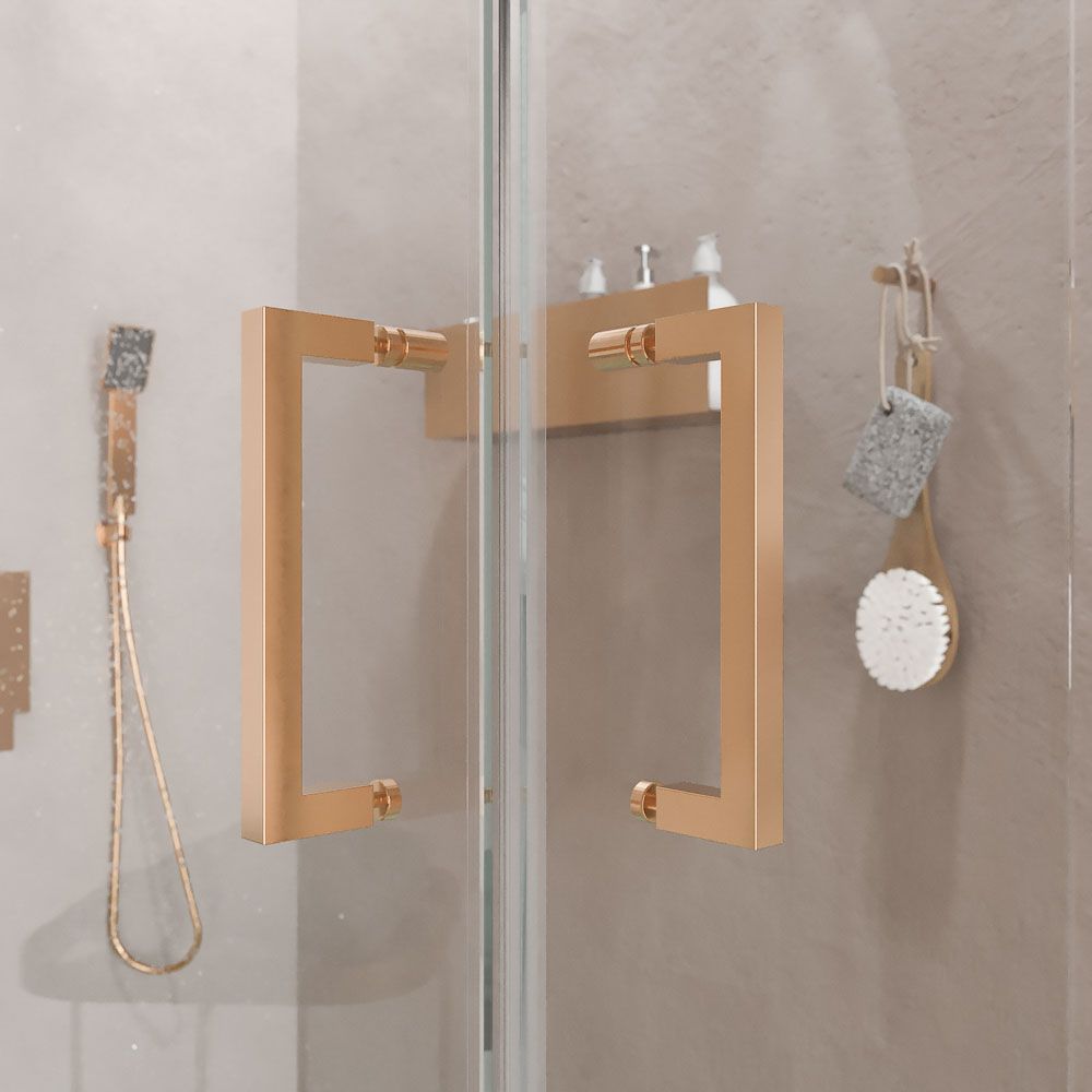 Mampara de ducha AXER rectangular 2 fijos - 2 puertas correderas vidrio 6 mm. ACERO INOXIDABLE acabado COBRE - Imagen 7