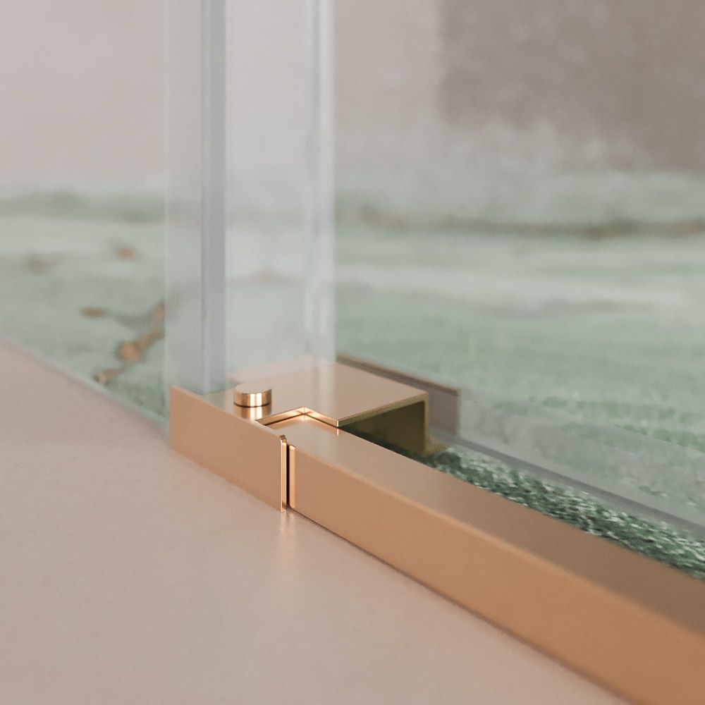 Mampara de ducha AXER rectangular 2 fijos - 2 puertas correderas vidrio 6 mm. ACERO INOXIDABLE acabado COBRE - Imagen 6