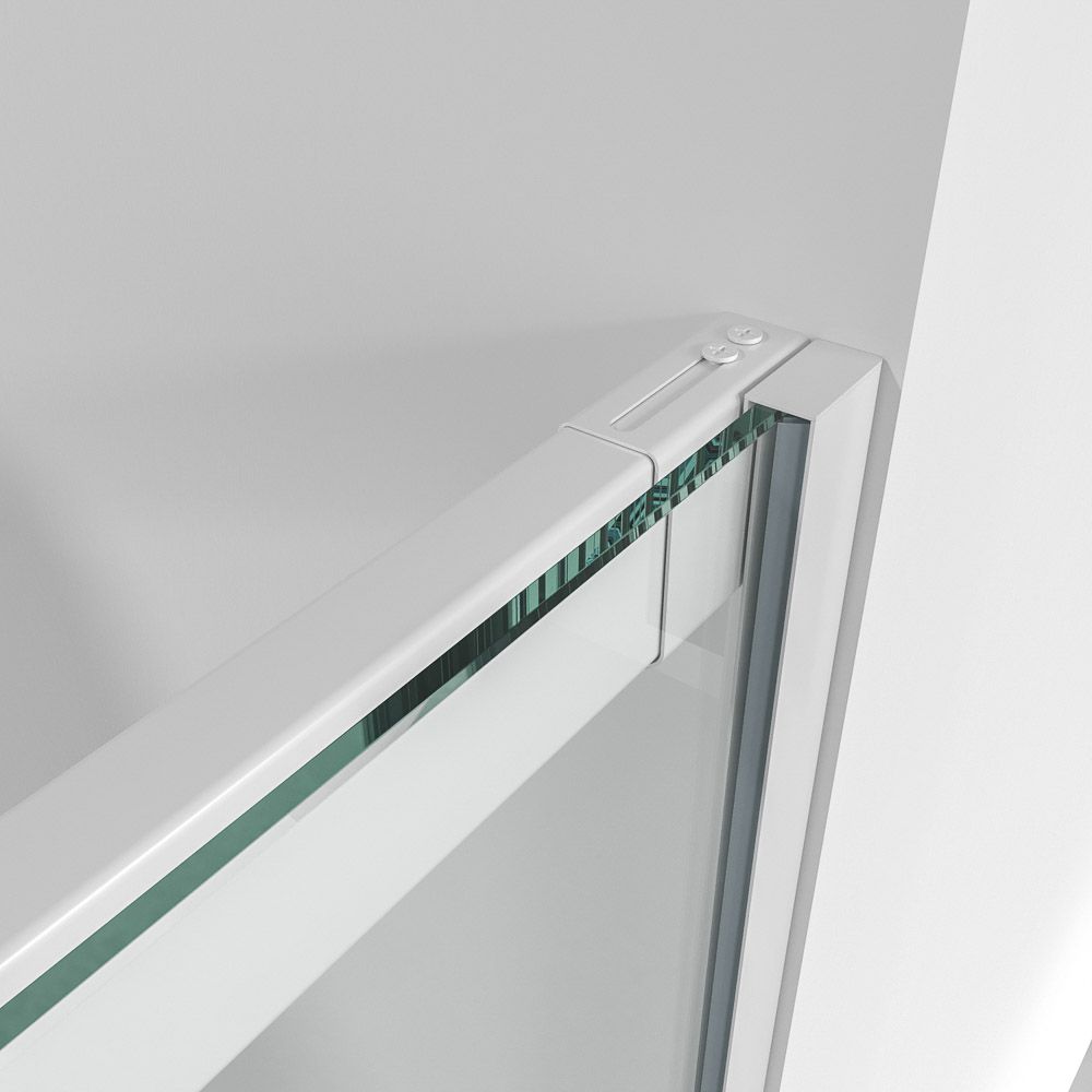 Mampara de ducha AXER frontal 1 fijo - 1 puerta corredera vidrio 6 mm. decorado industrial SOHO. Acero inoxidable BLANCO MATE - Imagen 5