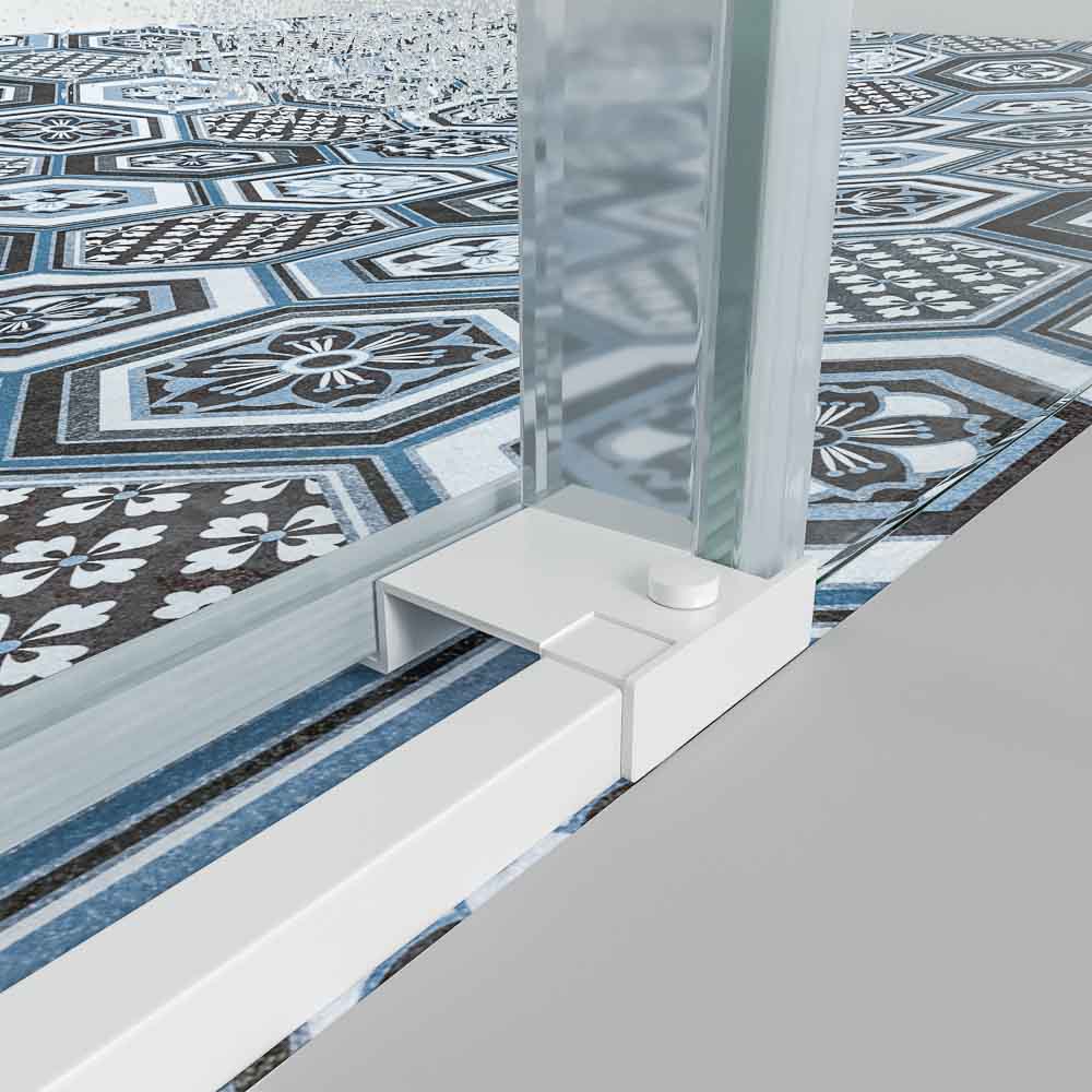 Mampara de ducha AXER frontal 1 fijo - 1 puerta corredera vidrio 6 mm. decorado industrial SOHO. Acero inoxidable BLANCO MATE - Imagen 6