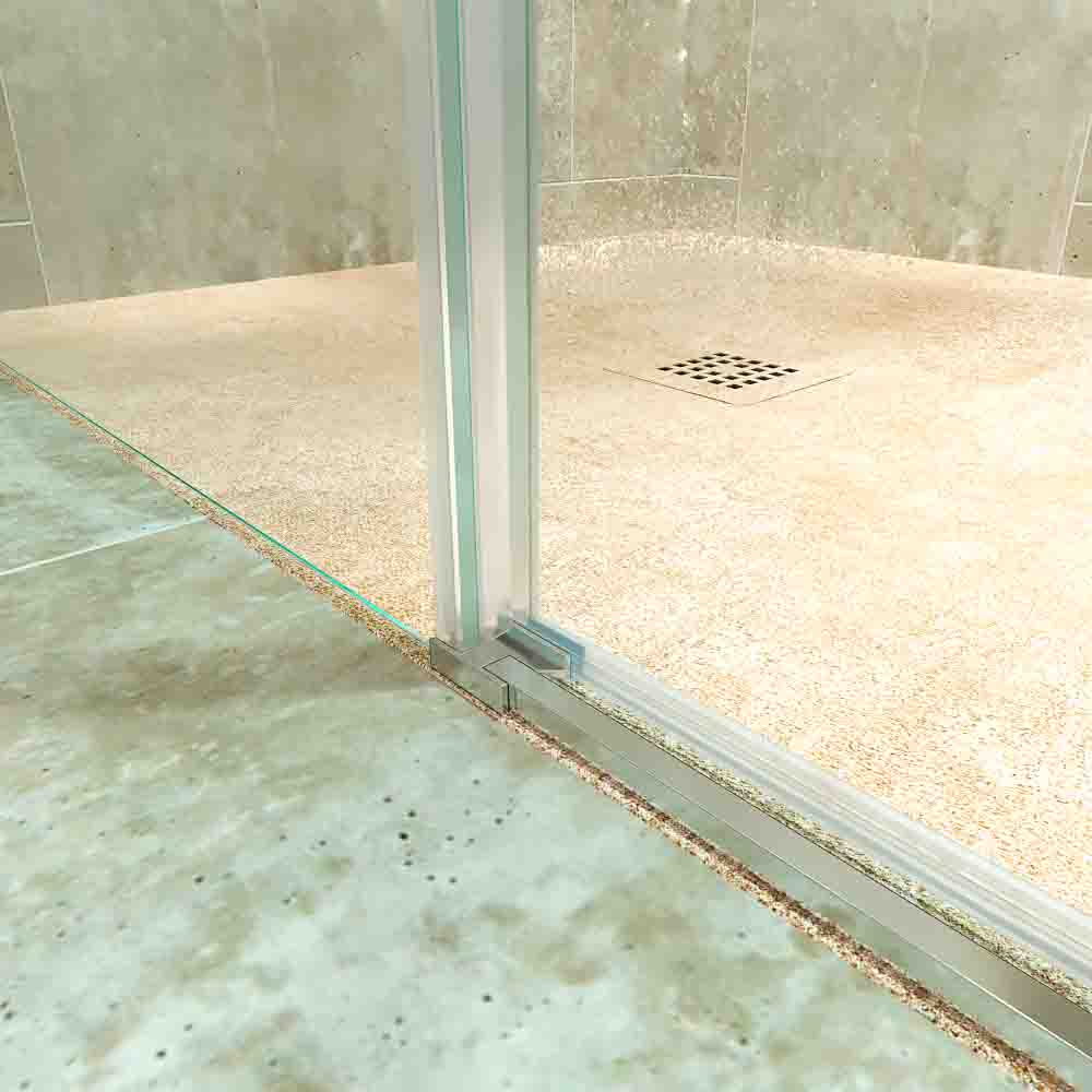 Mampara de ducha rectangular BASIC apertura frontal 1 fijo-1 puerta corredera+ 1 fijo . Sin perfil inferior. Con tratamiento anti-cal.Acabado CROMO BRILLO - Imagen 2