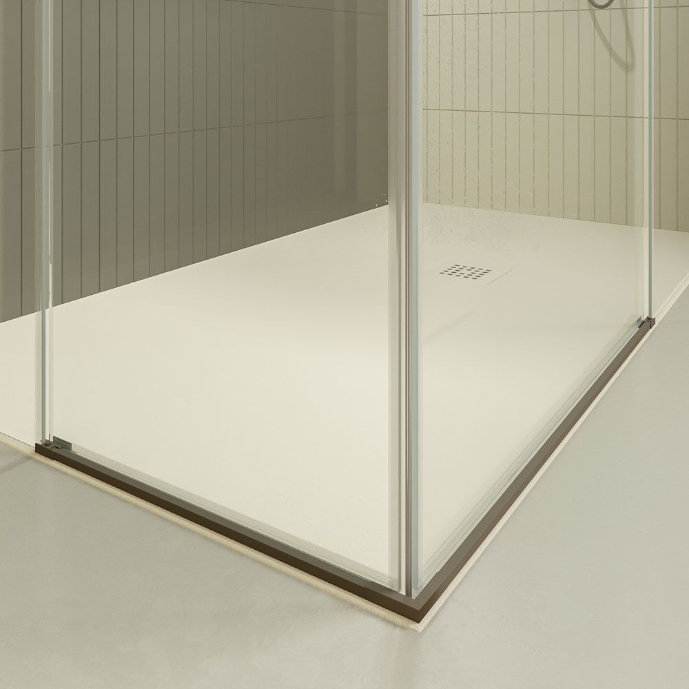 Mampara de ducha PETRA rectangular 2 fijos - 2 puertas correderas vidrio 6 mm. ACERO INOXIDABLE acabado TOPO MATE - Imagen 4