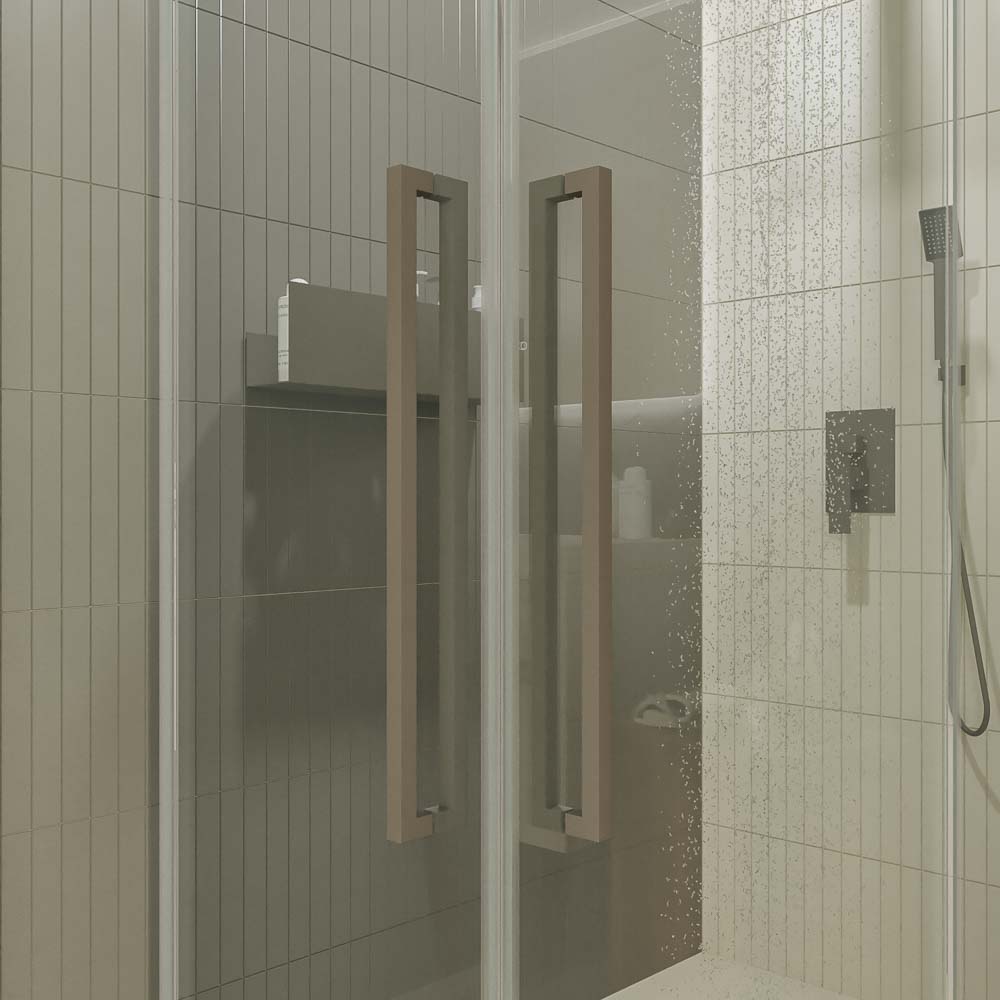 Mampara de ducha PETRA rectangular 2 fijos - 2 puertas correderas vidrio 6 mm. ACERO INOXIDABLE acabado TOPO MATE - Imagen 5