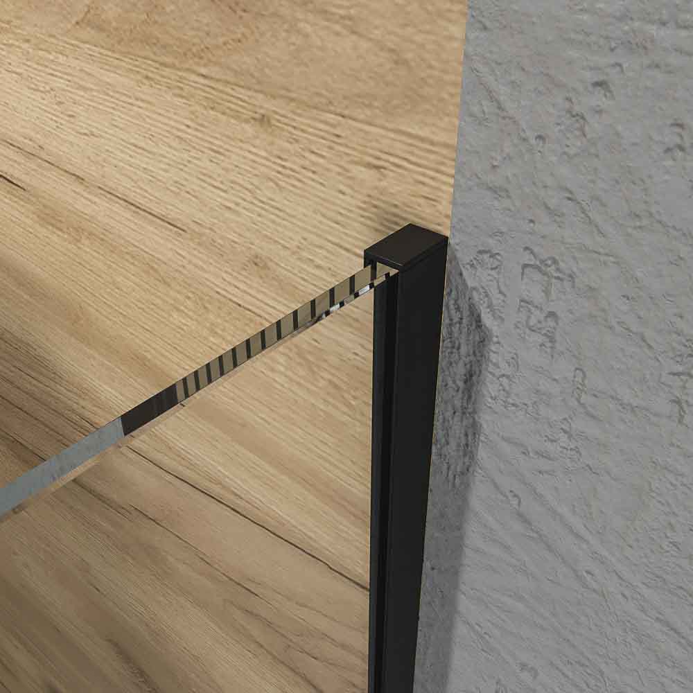 Mampara de ducha fija + abatible ZEN - Vidrio 8 mm + 6 mm - NEGRO MATE - Imagen 4