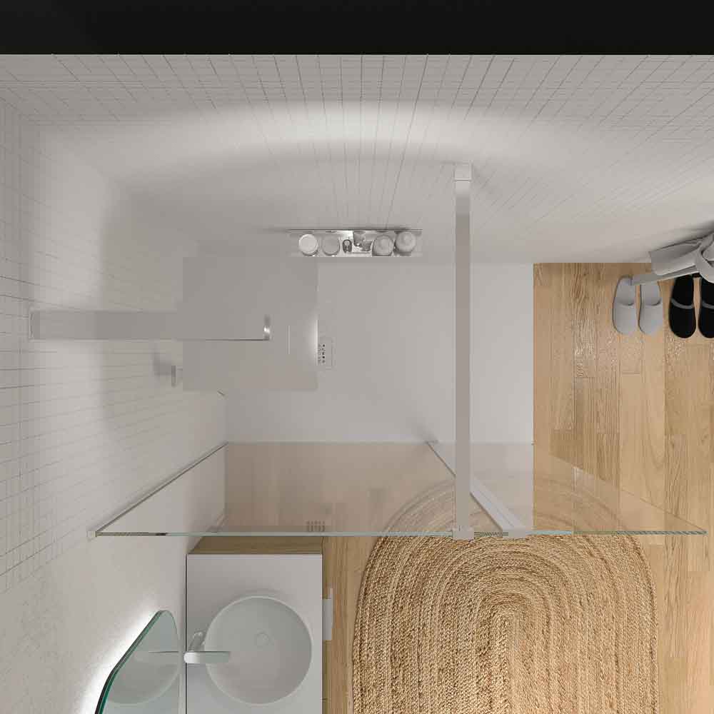 Mampara de ducha fija + abatible ZEN . Vidrio 8 mm + 6 mm . Cromo brillo - Imagen 7