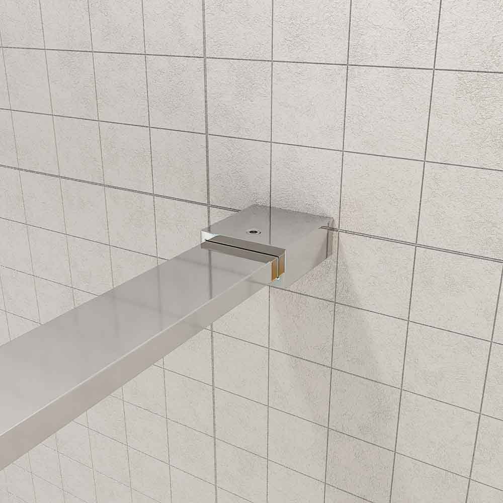 Mampara de ducha fija + abatible ZEN . Vidrio 8 mm + 6 mm . Cromo brillo - Imagen 6