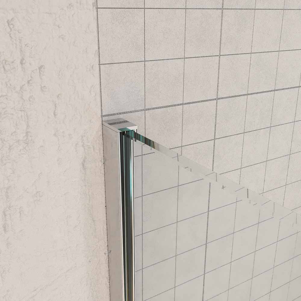 Mampara de ducha fija + abatible ZEN . Vidrio 8 mm + 6 mm . Cromo brillo - Imagen 4