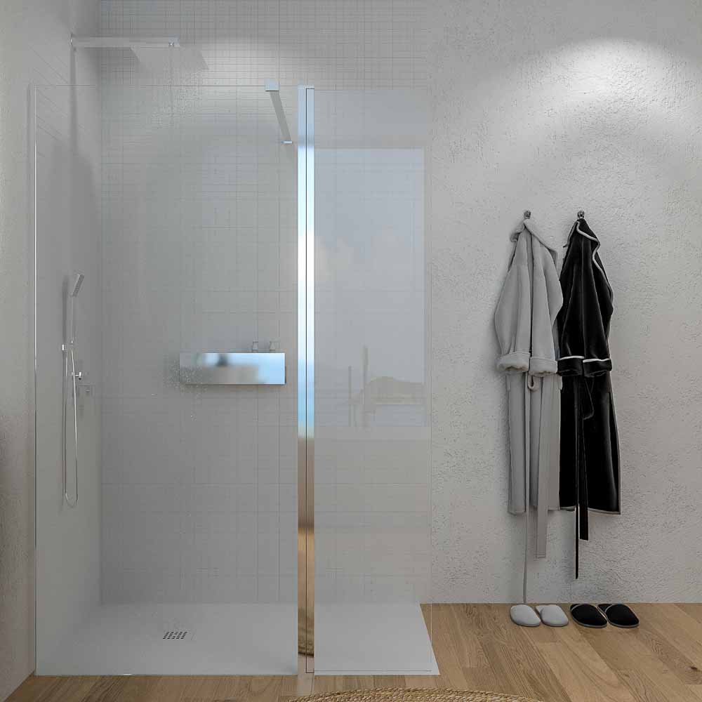 Mampara de ducha fija + abatible ZEN . Vidrio 8 mm + 6 mm . Cromo brillo - Imagen 2