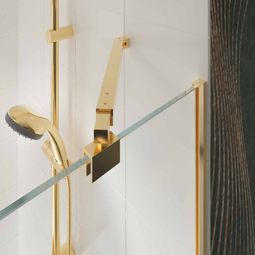 Mampara de bañera OPEN 1 fijo - 1 hoja abatible 125 cm ORO BRILLO - Imagen 3