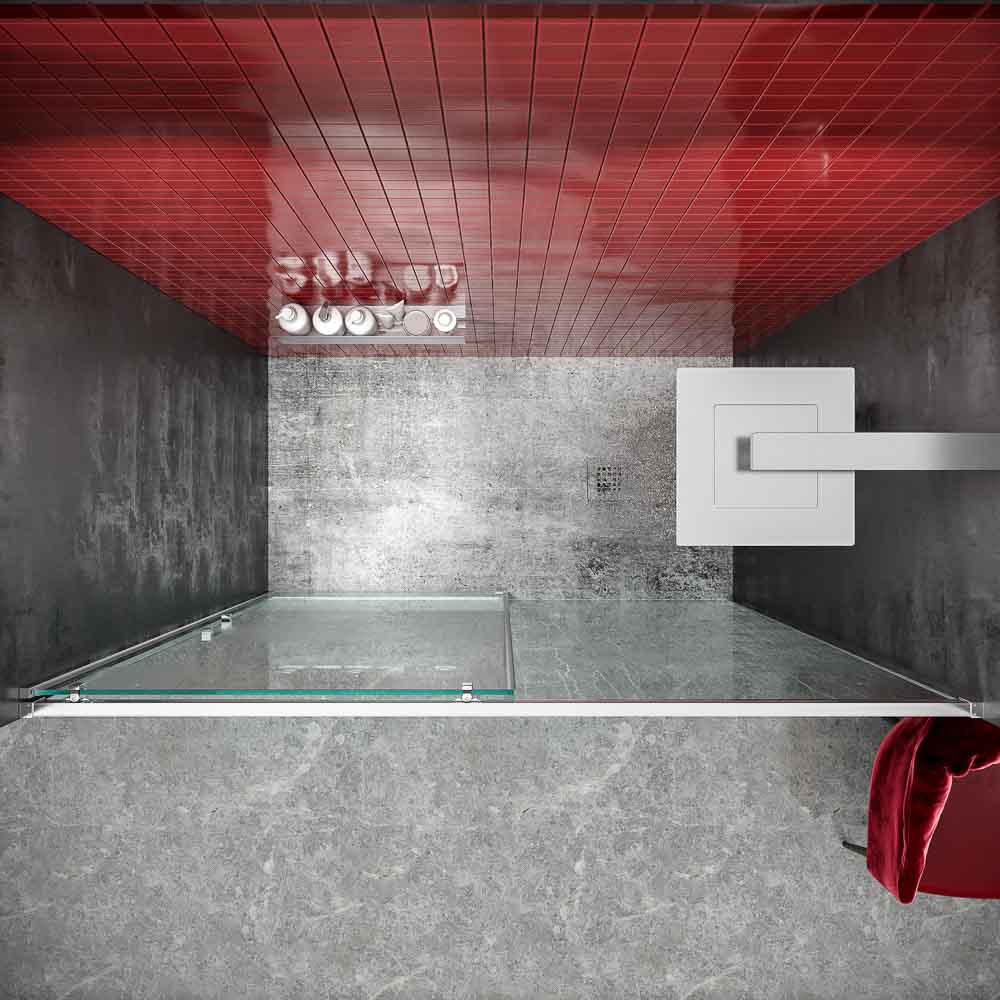 Mampara de ducha frontal BASIC 1 fijo -1 puerta corredera. Sin perfil inferior. Con tratamiento anti-cal . Acabado CROMO BRILLO - Imagen 5