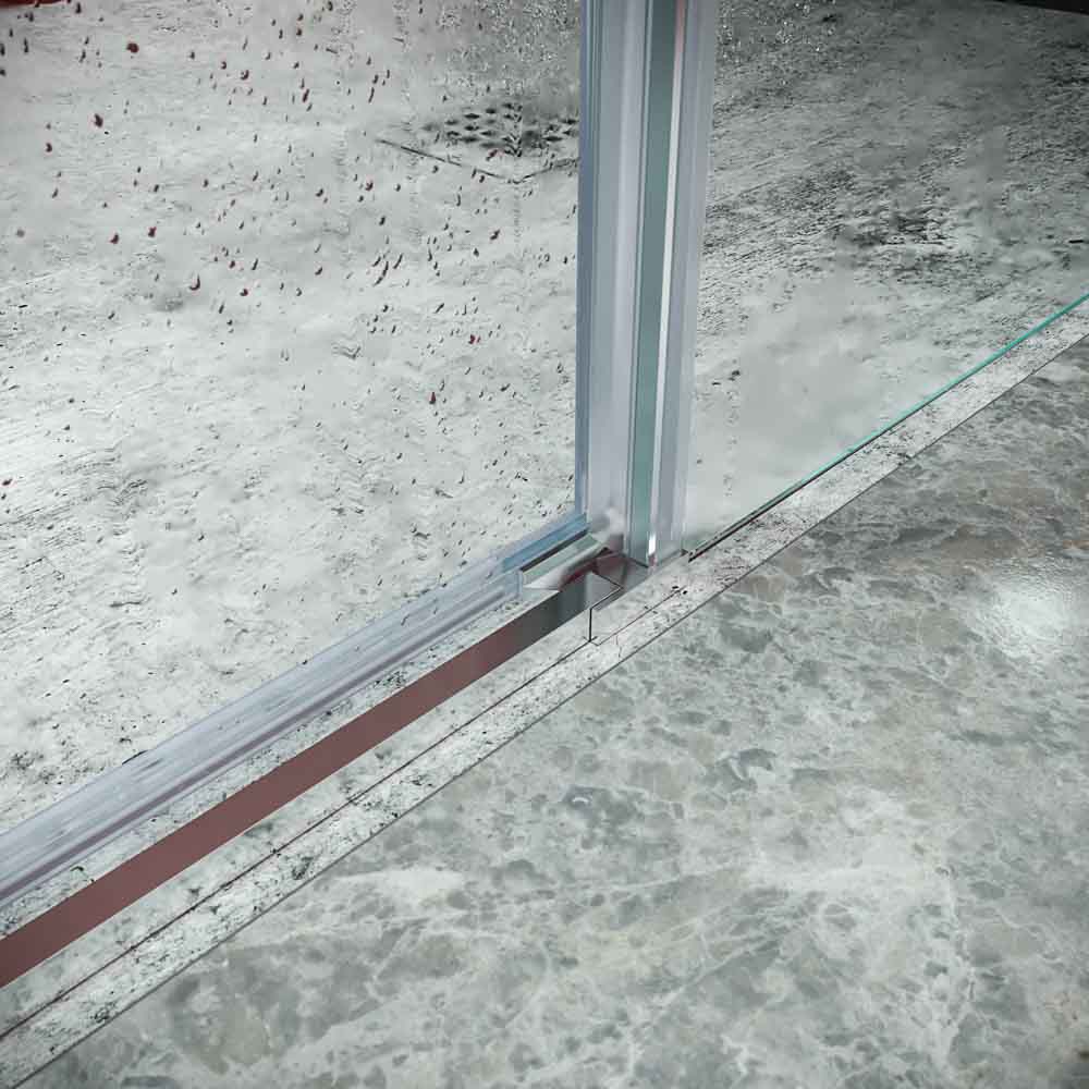 Mampara de ducha frontal BASIC 1 fijo -1 puerta corredera. Sin perfil inferior. Con tratamiento anti-cal . Acabado CROMO BRILLO - Imagen 6