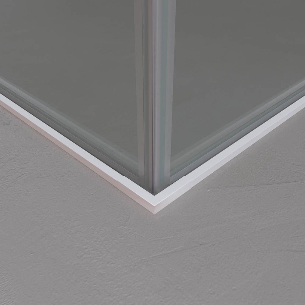 Mampara de ducha PETRA rectangular 2 fijos - 2 puertas correderas vidrio 6 mm. ACERO INOXIDABLE acabado BLANCO MATE - Imagen 4