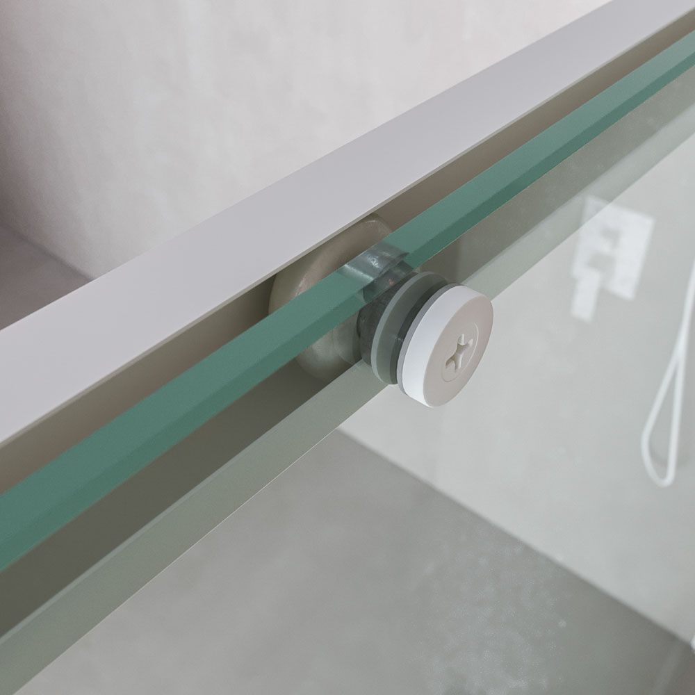 Mampara de ducha PETRA rectangular 2 fijos - 2 puertas correderas vidrio 6 mm. ACERO INOXIDABLE acabado BLANCO MATE - Imagen 2