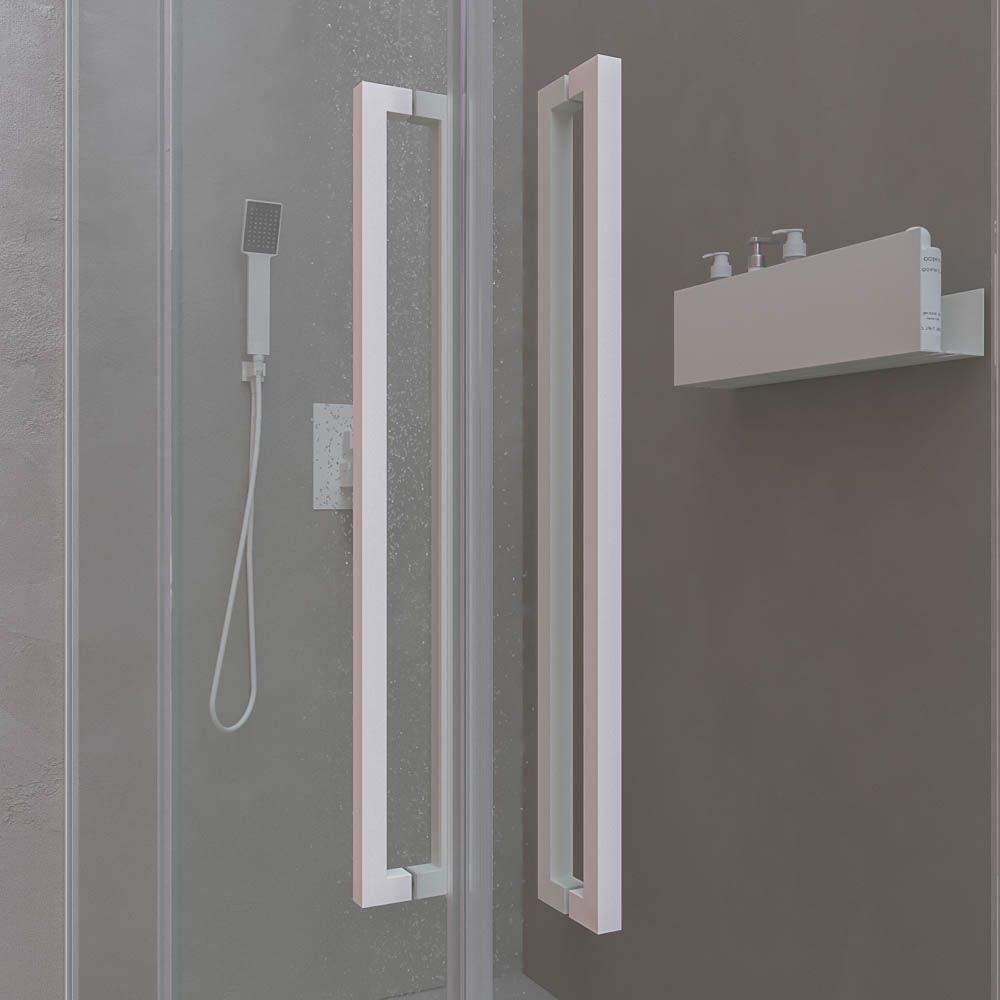 Mampara de ducha PETRA rectangular 2 fijos - 2 puertas correderas vidrio 6 mm. ACERO INOXIDABLE acabado BLANCO MATE - Imagen 7