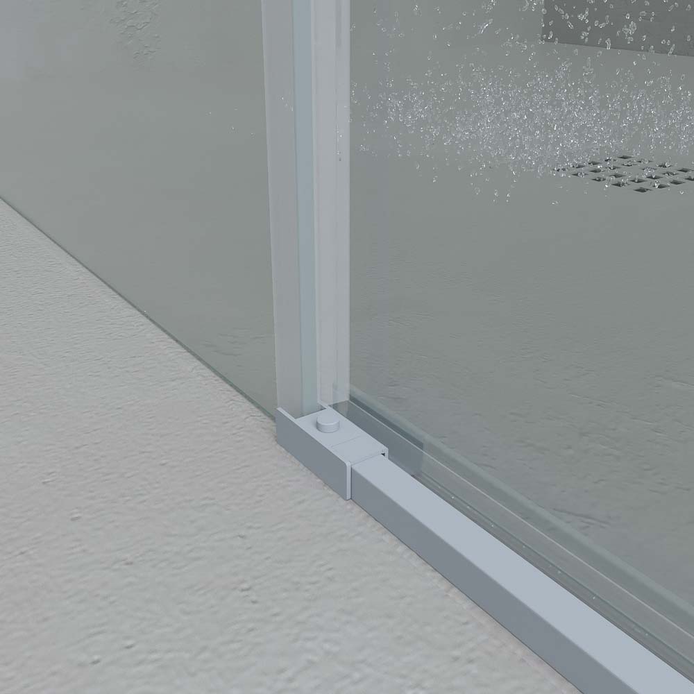 Mampara de ducha PETRA rectangular 2 fijos - 2 puertas correderas vidrio 6 mm. ACERO INOXIDABLE acabado GRIS CEMENTO - Imagen 6