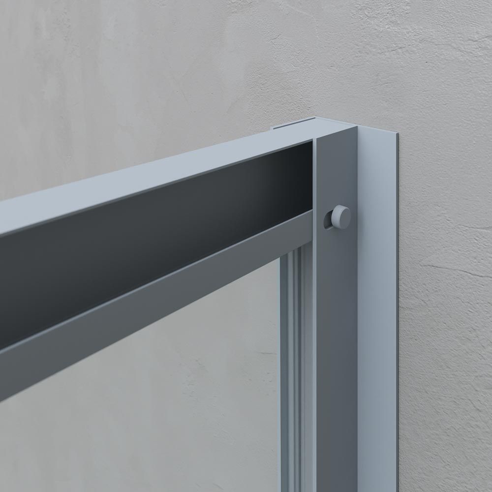 Mampara de ducha PETRA rectangular 2 fijos - 2 puertas correderas vidrio 6 mm. ACERO INOXIDABLE acabado GRIS CEMENTO - Imagen 4