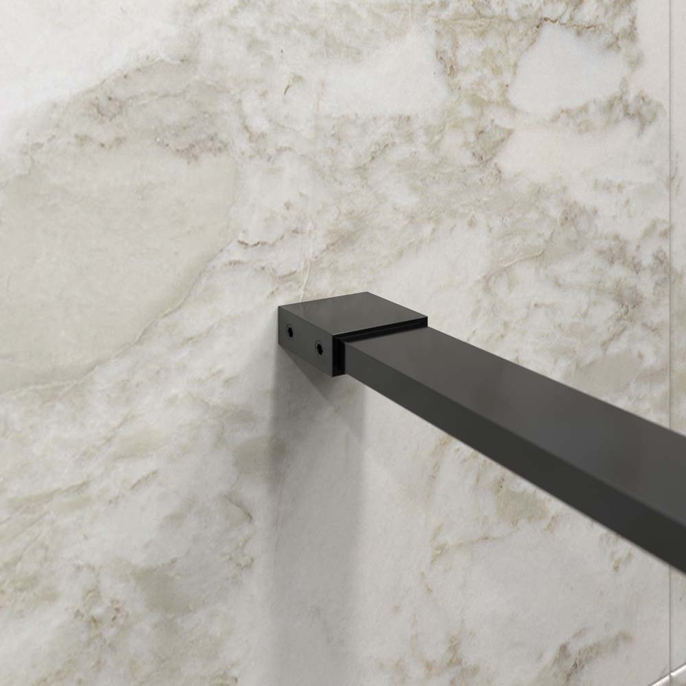 Fijo de ducha mampara ZEN perfil acero inoxidable NEGRO MATE - Vidrio 10 MM con tratamiento anti-cal incluido - Imagen 4