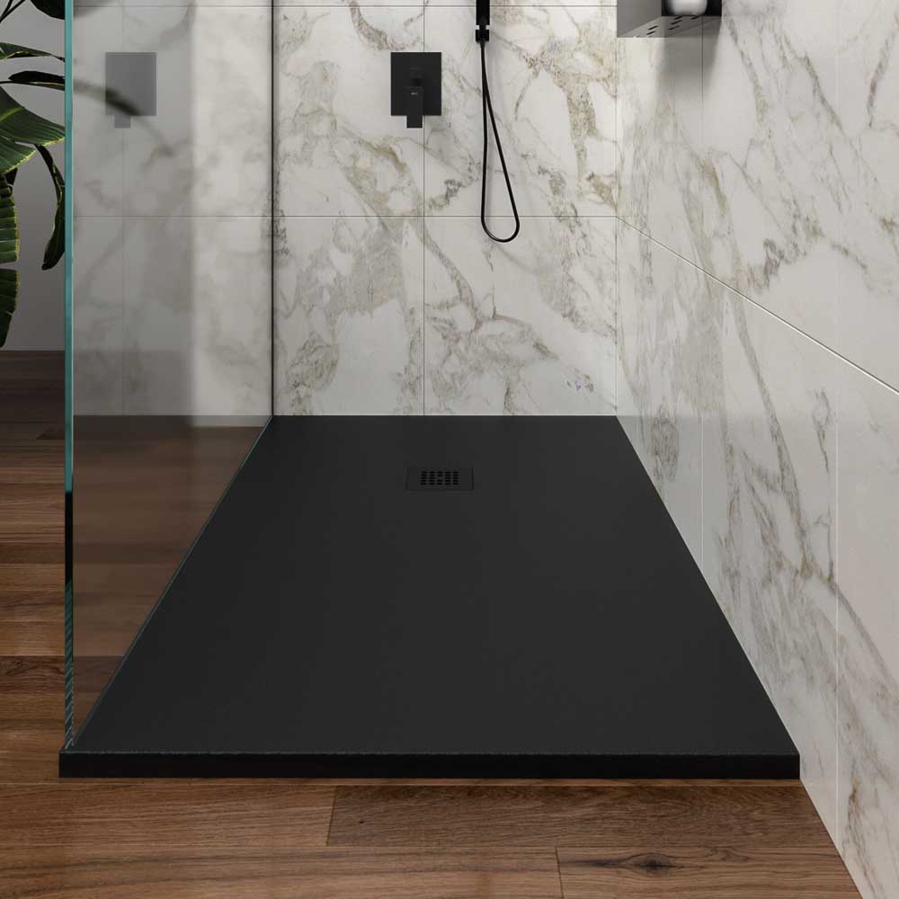 Fijo de ducha mampara ZEN perfil acero inoxidable NEGRO MATE - Vidrio 10 MM con tratamiento anti-cal incluido - Imagen 2