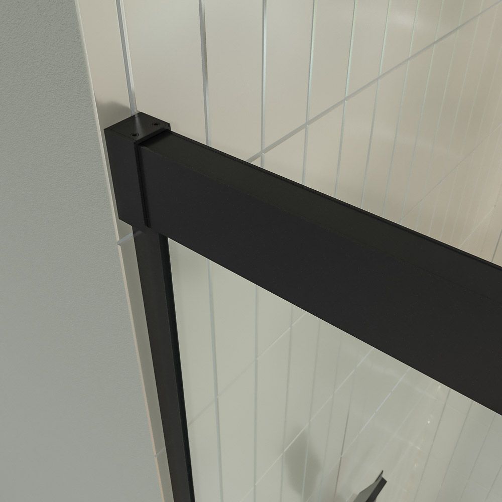 Mampara de ducha BASIC FREE 1 fijo - 1 puerta corredera sin cierre a pared Negro mate - Imagen 6