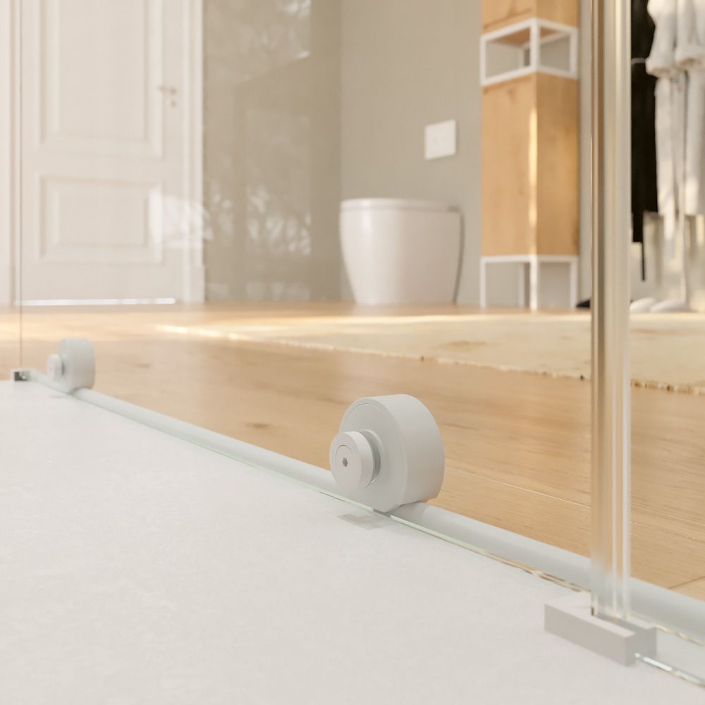 Mampara de ducha VERONA frontal abierta 1 fijo- 1 puerta corredera acabado BLANCO MATE - Imagen 6