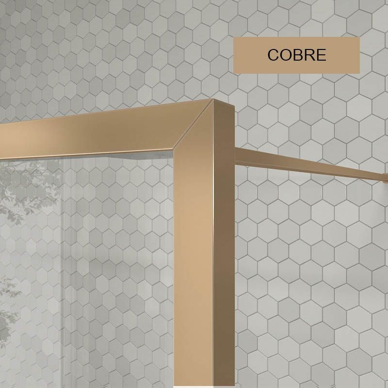 Fijo de ducha a medida mampara LINE con perfileria enmarcada - Vidrio 4 MM con tratamiento anti-cal incluido- Brazo sujección acero inox. - Imagen 11