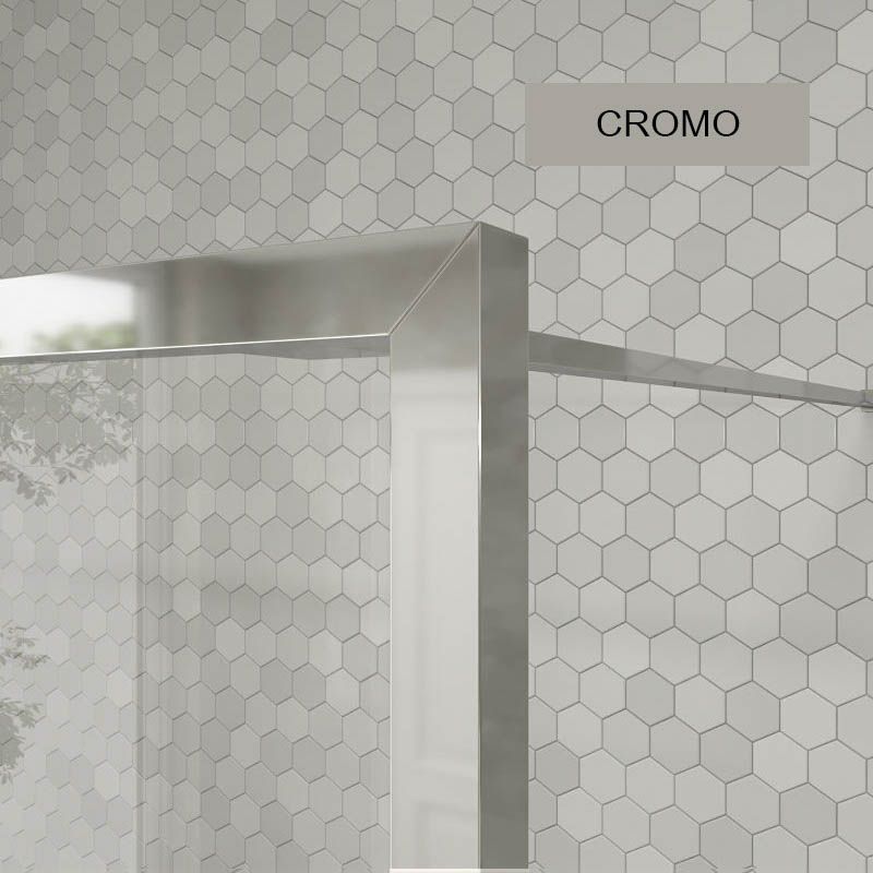 Fijo de ducha a medida mampara LINE con perfileria enmarcada - Vidrio 4 MM con tratamiento anti-cal incluido- Brazo sujección acero inox. - Imagen 8