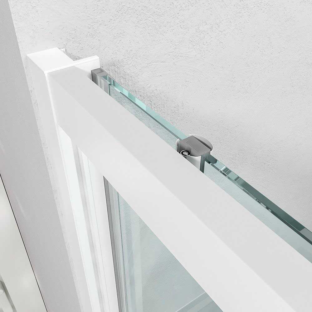 Mampara de ducha frontal FLARE 1 fijo -1 puerta corredera. Sin perfil inferior. Con tratamiento anti-cal . Acabado BLANCO MATE - Imagen 7