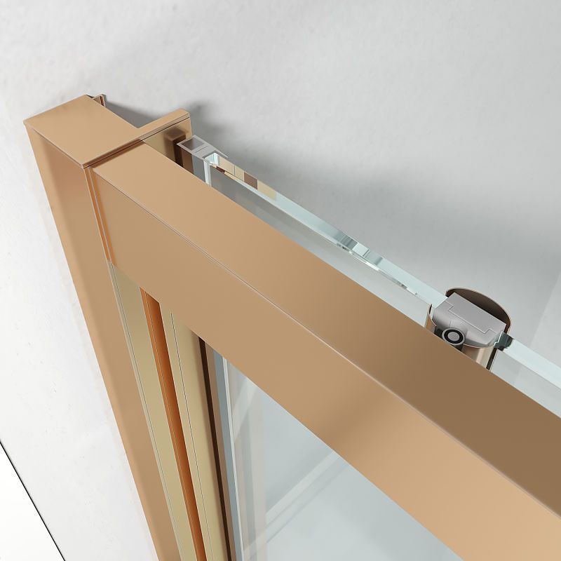 Mampara de ducha frontal FLARE 1 fijo -1 puerta corredera. Sin perfil inferior. Con tratamiento anti-cal. Acabado COBRE - Imagen 2