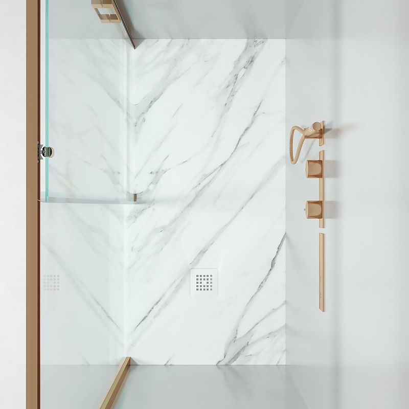 Mampara de ducha frontal FLARE 1 fijo -1 puerta corredera. Sin perfil inferior. Con tratamiento anti-cal. Acabado COBRE - Imagen 7